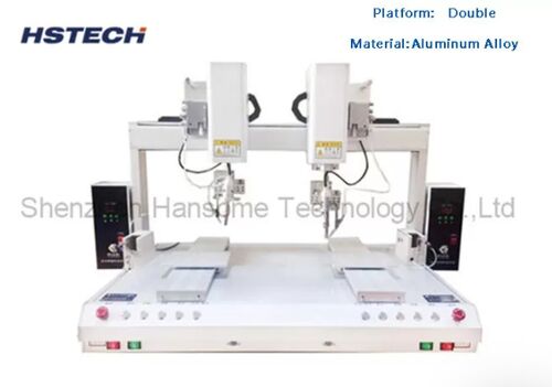 Laatste bedrijfsblogs HS-DH800 8-assige Dubbele Tafel Dubbele Hoofd Robot Soldeermachine
