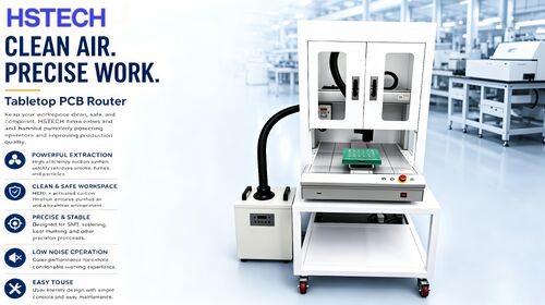 Laatste bedrijfsblogs Nieuwe tabletop pcb-router met geïntegreerde rookextractie ¢ Precisie, veiligheid en efficiëntie voor SMT-workflows