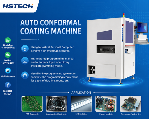 Laatste bedrijfsblogs Hansome Technology onthult HS-H2 Automatic Selective Conformal Coating Machine voor PCB-productie met hoge dichtheid