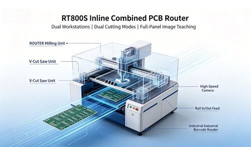 Laatste bedrijfsblogs Nieuwe release: RT800S Inline gecombineerde PCB-router-depanelingmachine