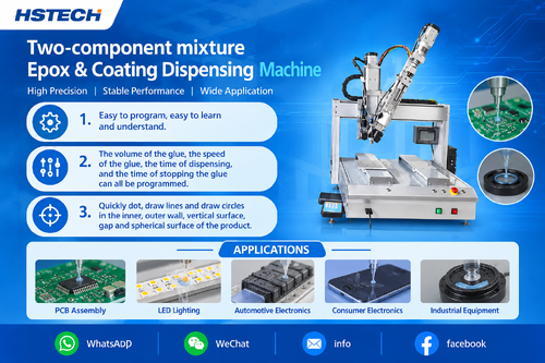 Laatste bedrijfsblogs HS‑D5331 Table‑Top Dual‑Platform Dispenser — Reliable Automated 2‑Part Epoxy Dispensing for Electronics